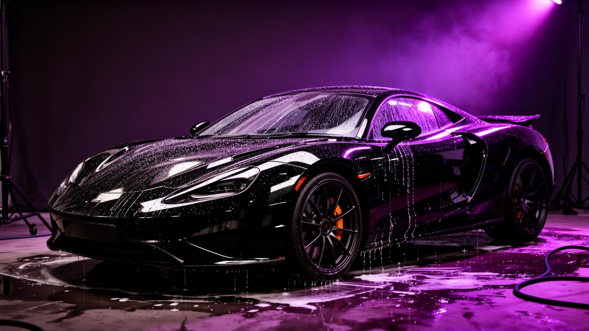 Mobile detailer working on a glossy luxury sports car